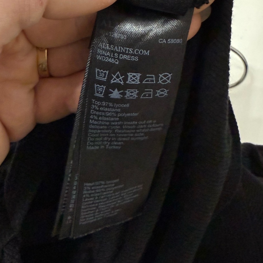 All Saints Black Satin Slip Dress with Knit Top Set - Picture 12 of 12